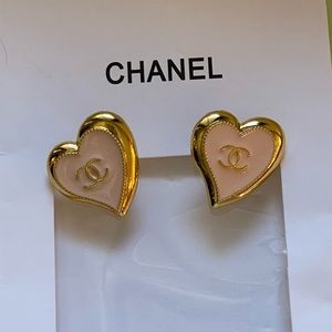 Authentic Set of Two Chanel Pink Heart Buttons - Stamped